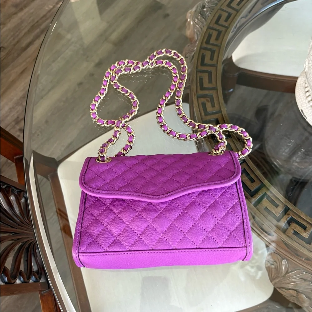 🩷🩷REBECCA MINKOFF MINI AFFAIR FUSCIA QUILTED LEATHER CROSSBODY/SHOULDER BAG!🩷🩷 - Picture 4 of 7